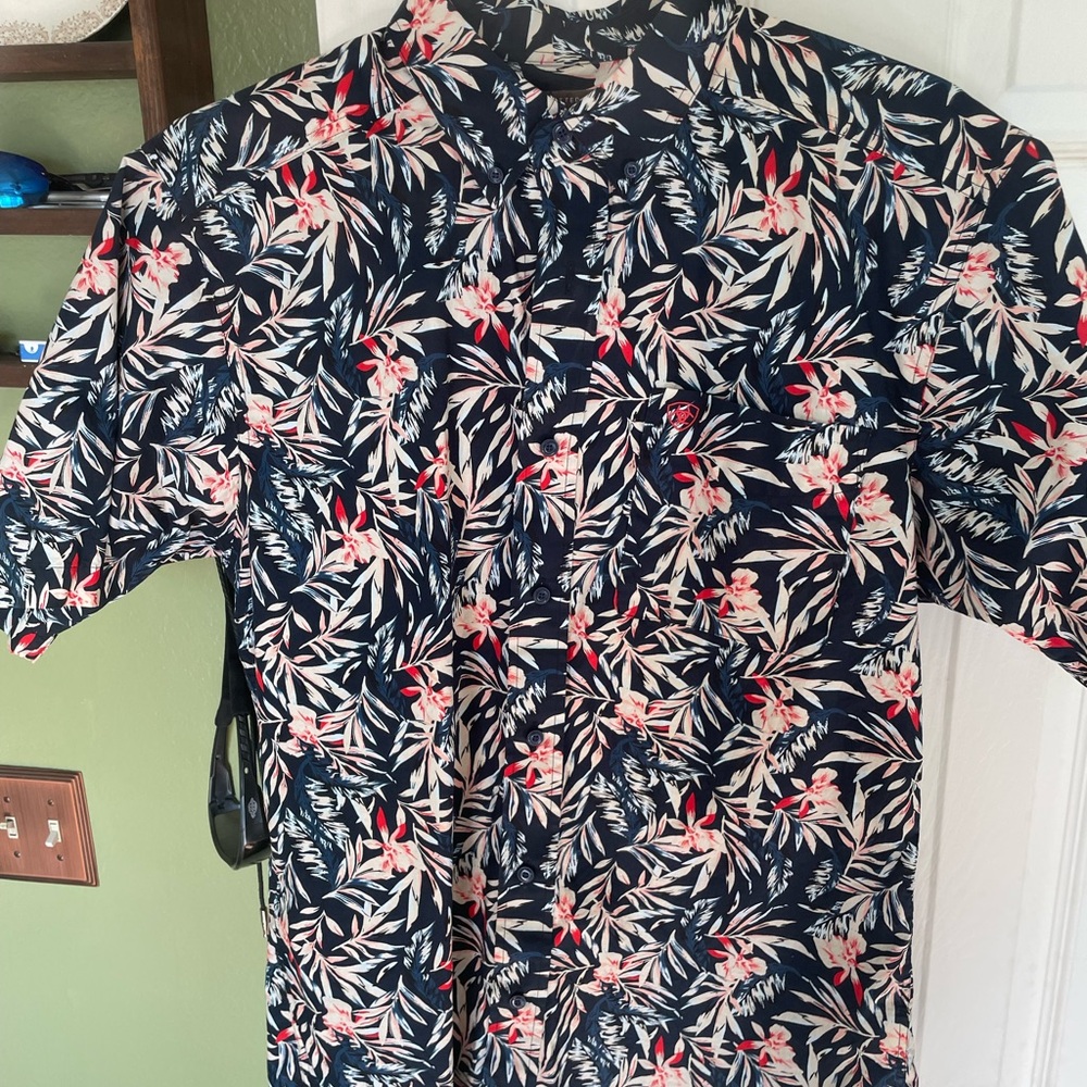 Ariat Men's Western Navy Floral Button Down Shirt